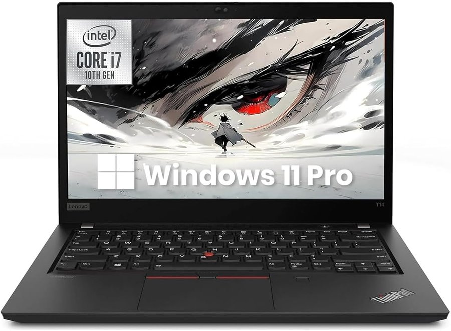Lenovo Thinkpad T14 Computer portatile, 14" FHD (1920x1080), Intel Core i7-10610U, 16GB RAM, 256GB SSD, webcam, tastiera Qwerty USA, Windows 11 Pro (ricondizionato)