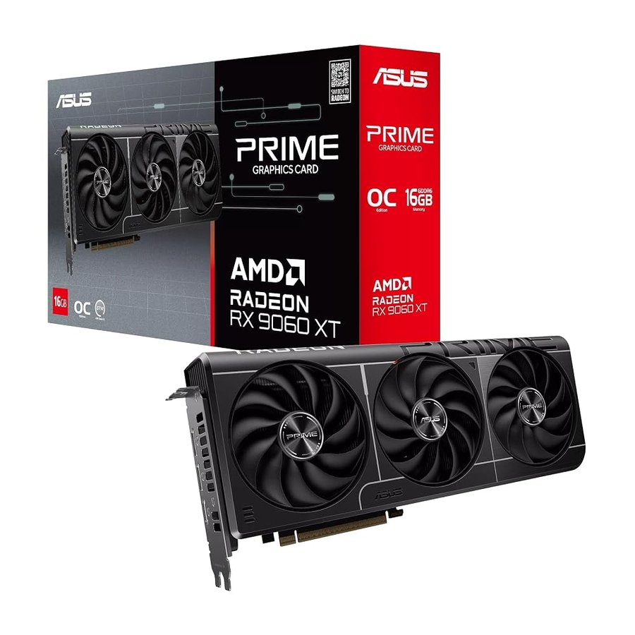 ASUS PRIME RX9060XT OC, Scheda Grafica 16 GB GDDR6 AMD Radeon, Nera