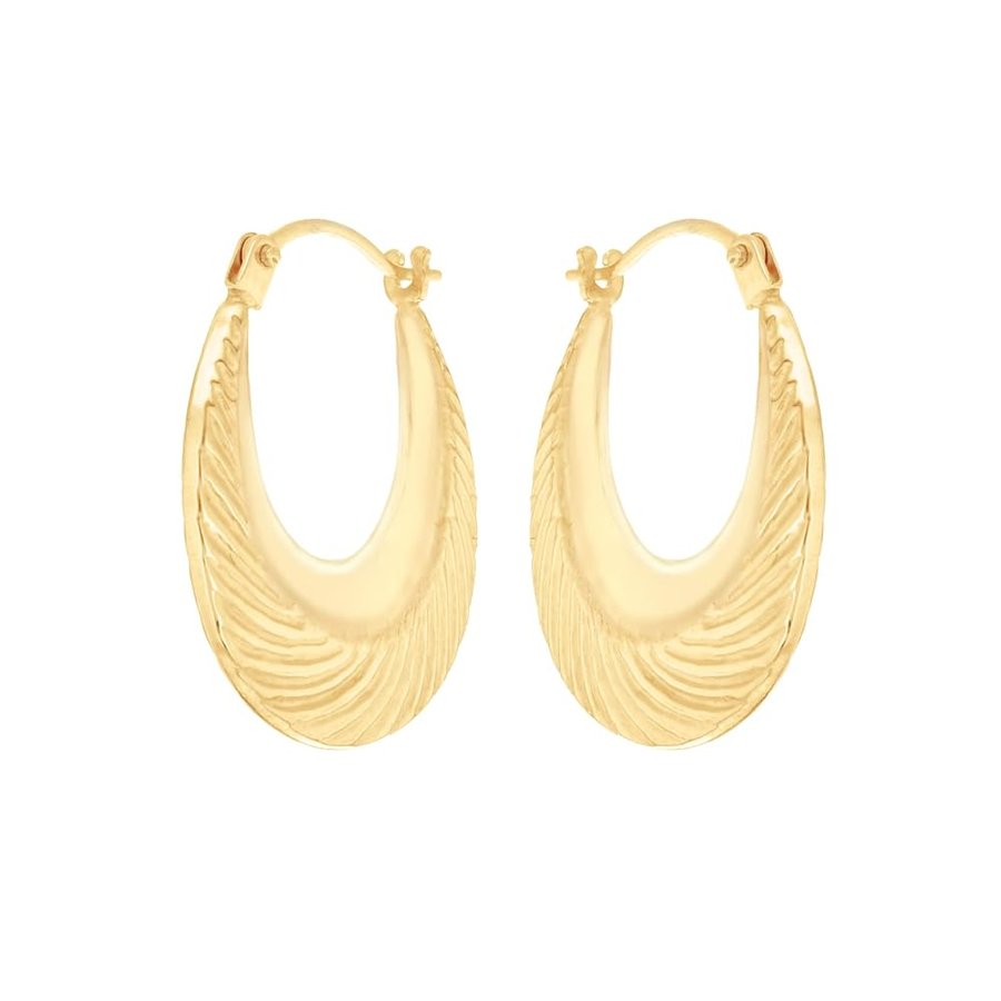 Orecchini creoli con motivo da donna in oro giallo 9 ct