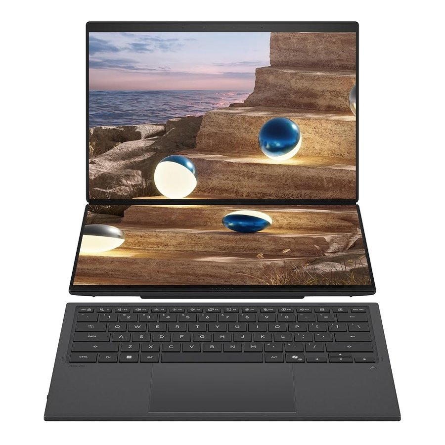 ASUS Zenbook Duo UX8407AA#B0FZL6WN7M, Notebook con display 14" OLED, Glossy, 144Hz, processore INTEL CORE ULTRA 9 386H,RAM 32GB, 1TB SSD, WIN11 Home, Grigio