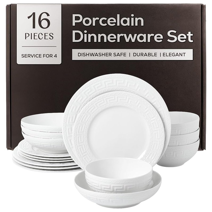 Joseph Sedgh Collection Servizio da tavola in porcellana Bone China, 16 pezzi, per 4 persone, bianco