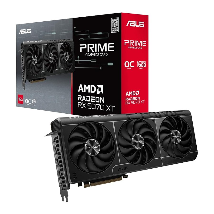 ASUS PRIME RX9070XT OC, Scheda Grafica 16 GB GDDR6 AMD Radeon, Nera