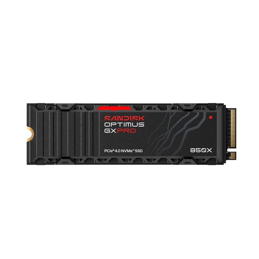 SANDISK Optimus GX PRO 850X NVMe SSD con dissipatore di calore 2 TB (fino a 7.300/6.600 MB/s velocità di lettura e scrittura sequenziali, M.2 2280, PCIe Gen 4.0, fino a 1.200 TBW)