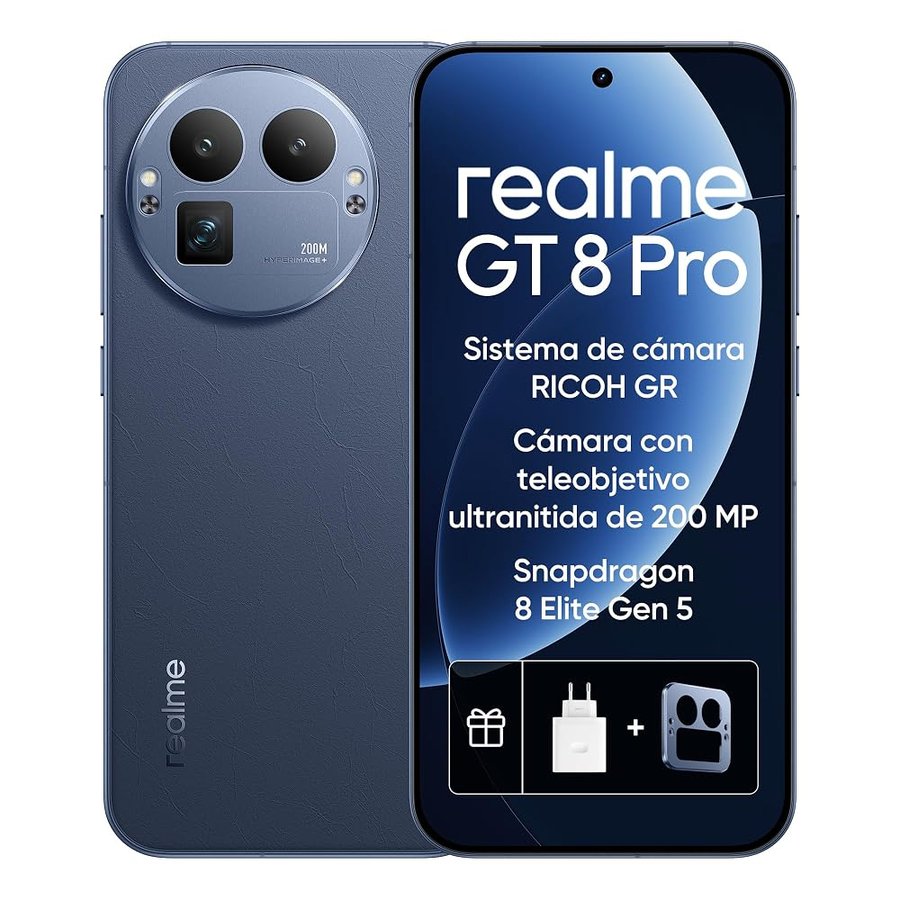 realme GT 8 Pro 5G Smartphone 16+512GB, Processor Snapdragon® 8 Elite Gen 5, Schermo da 6.79 pollici, Ricarica Rapida 120W, Batteria da 7000mAh, Fotocamera da 200MP, IP69, Refresco a 144Hz, Urban Blue