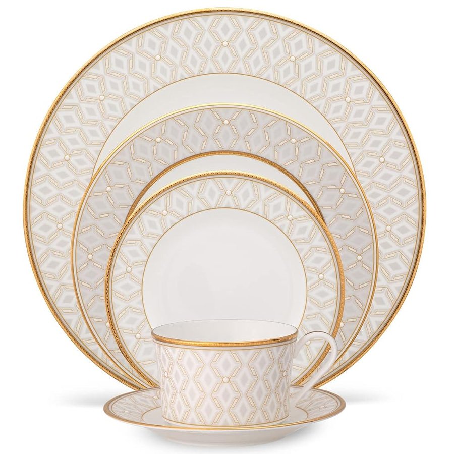 Noritake Noble Pearl - Servizio da tavola in 5 pezzi, colore: crema/bianco