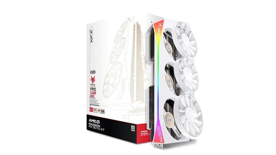 XFX Mercury AMD Radeon RX 9070XT OC White Magnetic Air Edition con RGB 16 GB GDDR6 HDMI 3xDP, AMD RDNA™ 4 (RX-97TMARGW9)