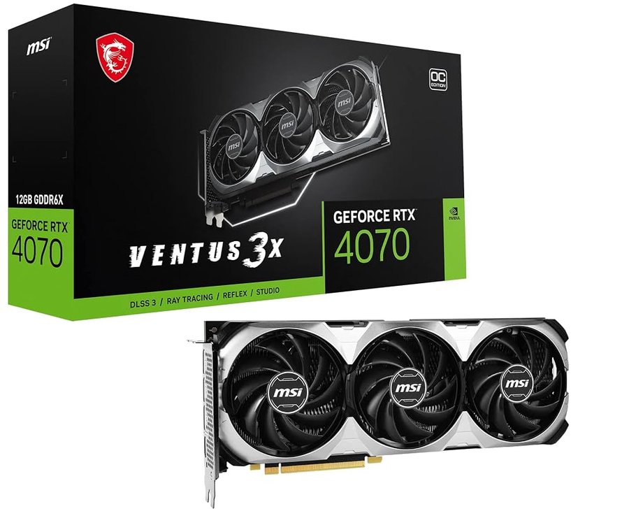 MSI Gaming GeForce RTX 4070 12GB GDRR6X 192-bit HDMI/DP Nvlink TORX Fan 4.0 Ada Lovelace Architecture Scheda grafica (RTX 4070 Ventus 3X 12G OC)