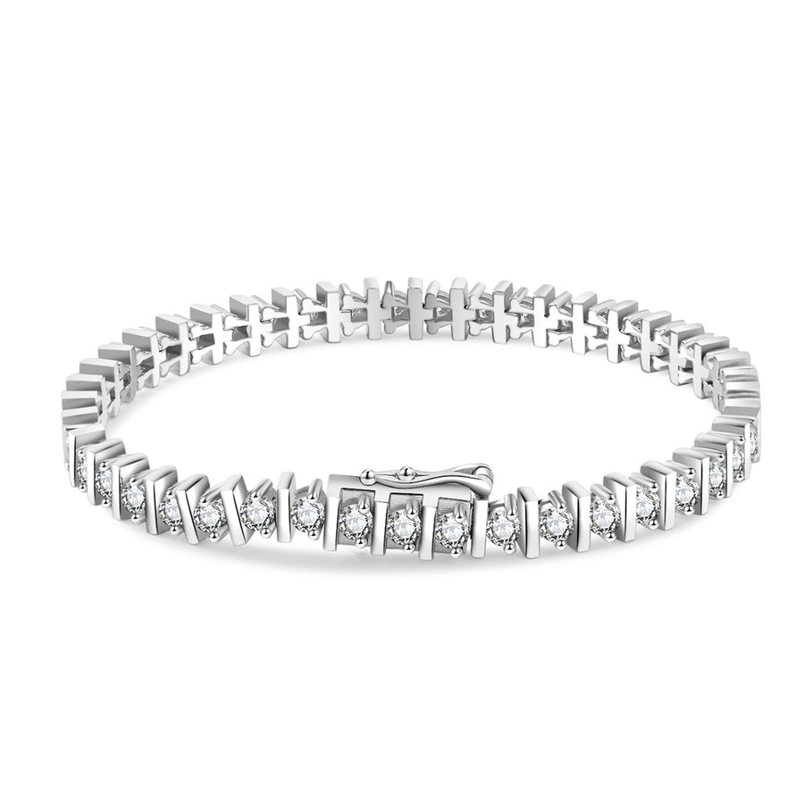 S925 Sterling Silver 44pcs 3mm Moissanite Bar Set Tennis Bracelet 15-18cm D Color VVS1 Platinum Plated GRA Certified Gift Box