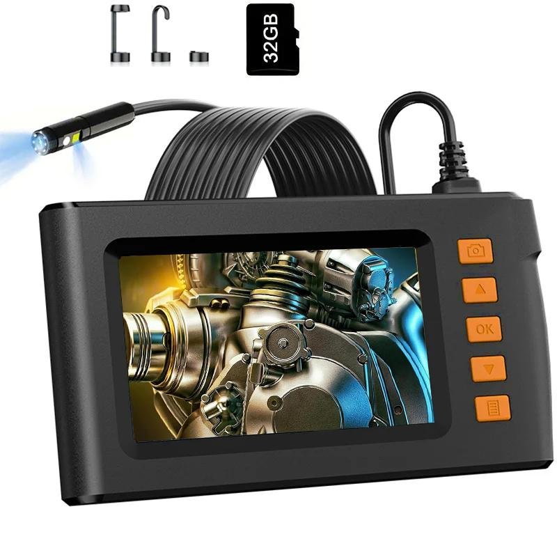 Dual-Lens Endoscope With Light, 4.3-Inch Screen, 32GB Memory Card, 16.5 Feet