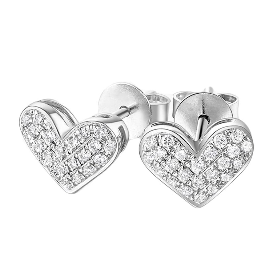 Orecchini da donna, orecchini vintage a forma di cuore con taglio rotondo diamante oro bianco regalo di ringraziamento