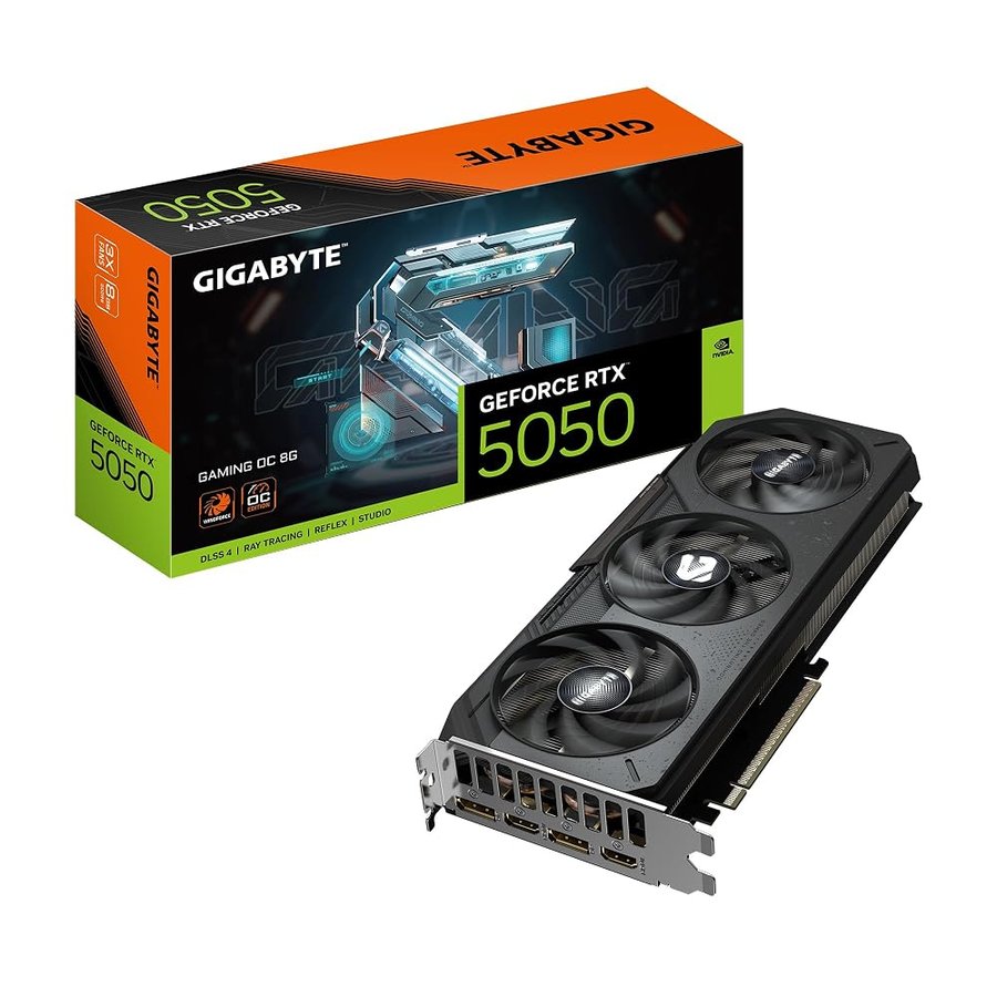 Gigabyte GeForce RTX 5050 GAMING OC 8G Scheda Grafica - 8GB GDDR6, 128bit, PCI-E 5.0, 2632MHz Frequenza core, 2 x DP, 2 x HDMI, NVIDIA DLSS 4, GV-N5050GAMING OC-8GD