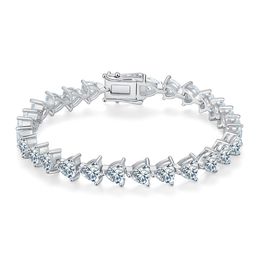 S925 Sterling Silver 5x5mm Trillion Cut Moissanite Tennis Bracelet D Color VVS1 16-18-20cm Platinum Plated GRA Certified Gift Box