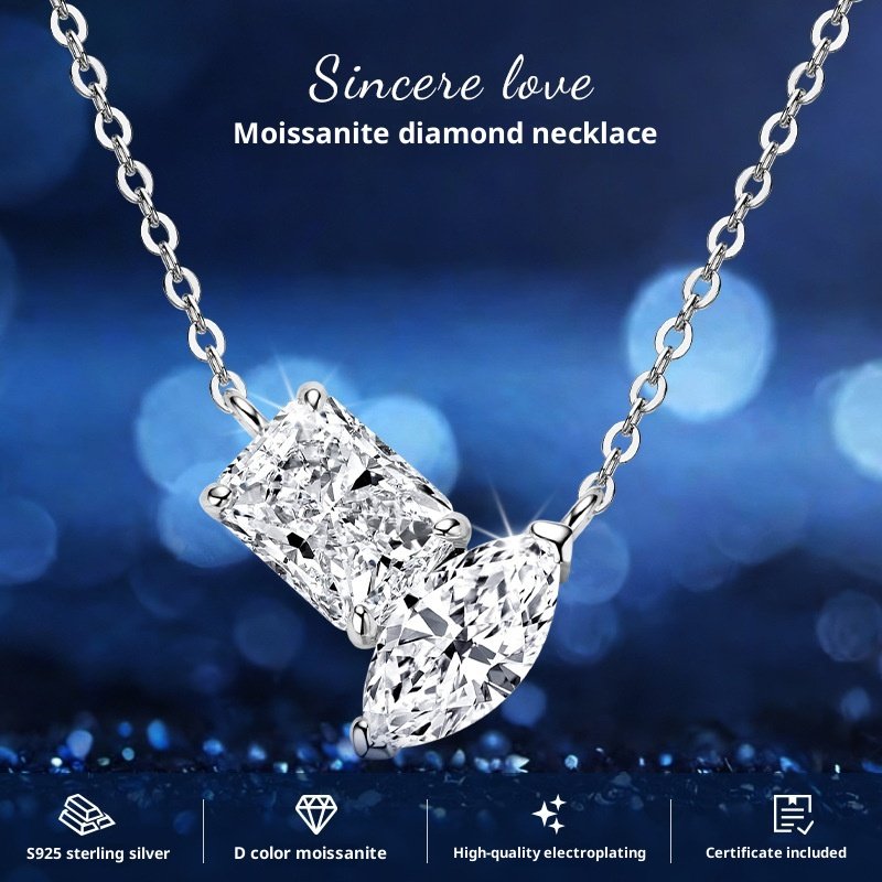 Irregular Pendant Moissanite Niche Light Luxury High-end Feel S925 Sterling Silver