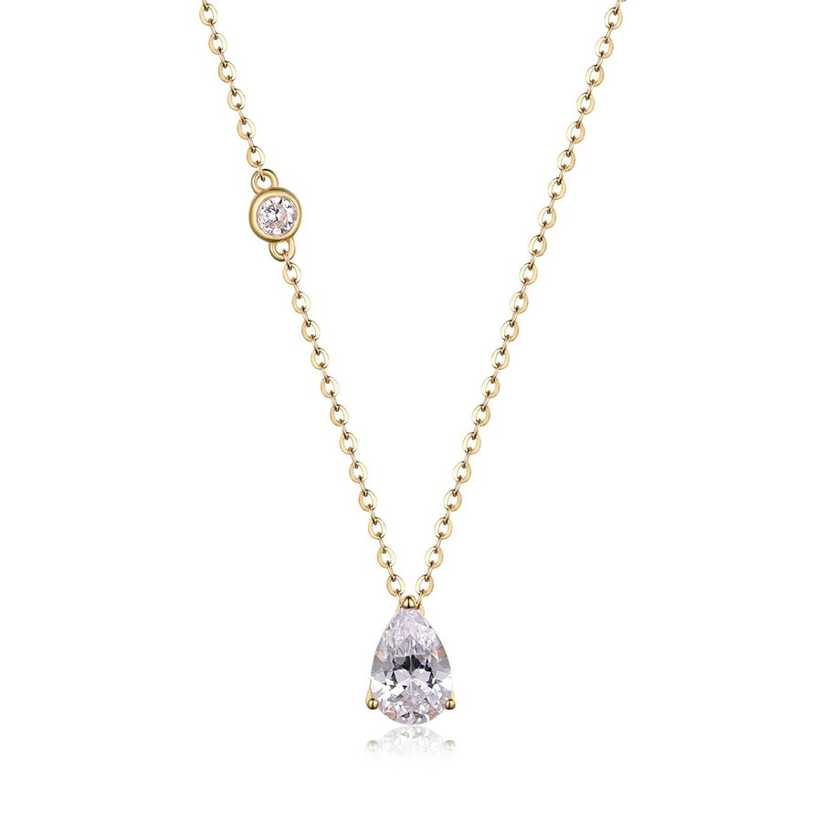 S925 Silver Gold Plated Pear Moissanite Necklace, 6x8mm 1.25CT D VVS1 Stone, GRA Certified 45cm Chain