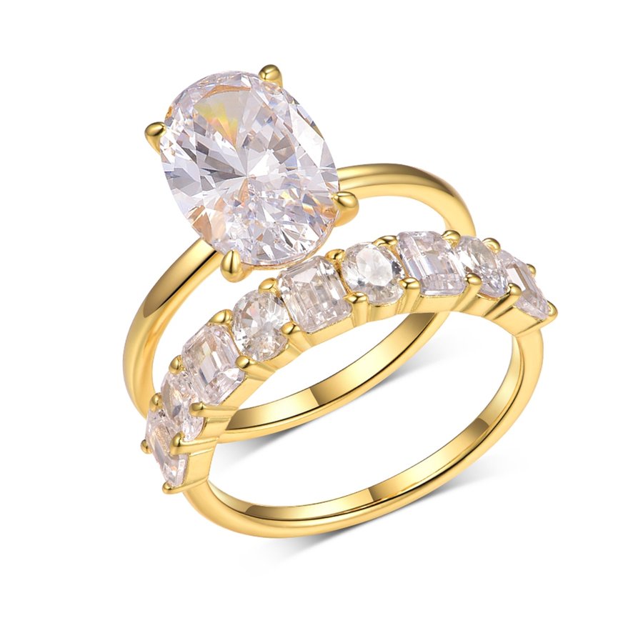 S925 Silver 5g Moissanite Ring Set, 8x12mm Oval D VVS1 Solitaire & Half Eternity Bands, GRA Certified, US 6-9 Gift Box