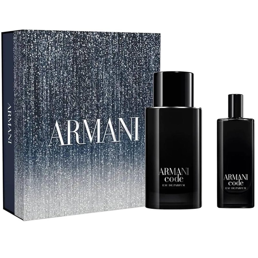 Giorgio Armani Code Uomo Confezione Regalo – Eau de Parfum Spray 75 ml + Profumo da Viaggio 15 ml – Fragranza Maschile Elegante e Sensuale
