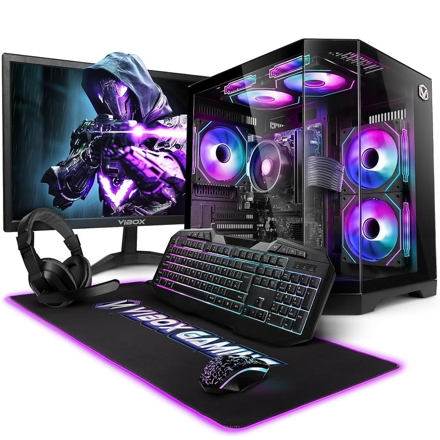 Vibox I-507 PC Gaming Fisso Completo • 22" Monitor • Ryzen 3 3200G 4,0GHz • Radeon Vega 8 • 16GB RAM • 1TB SSD • Linux OS • WiFi • Nero
