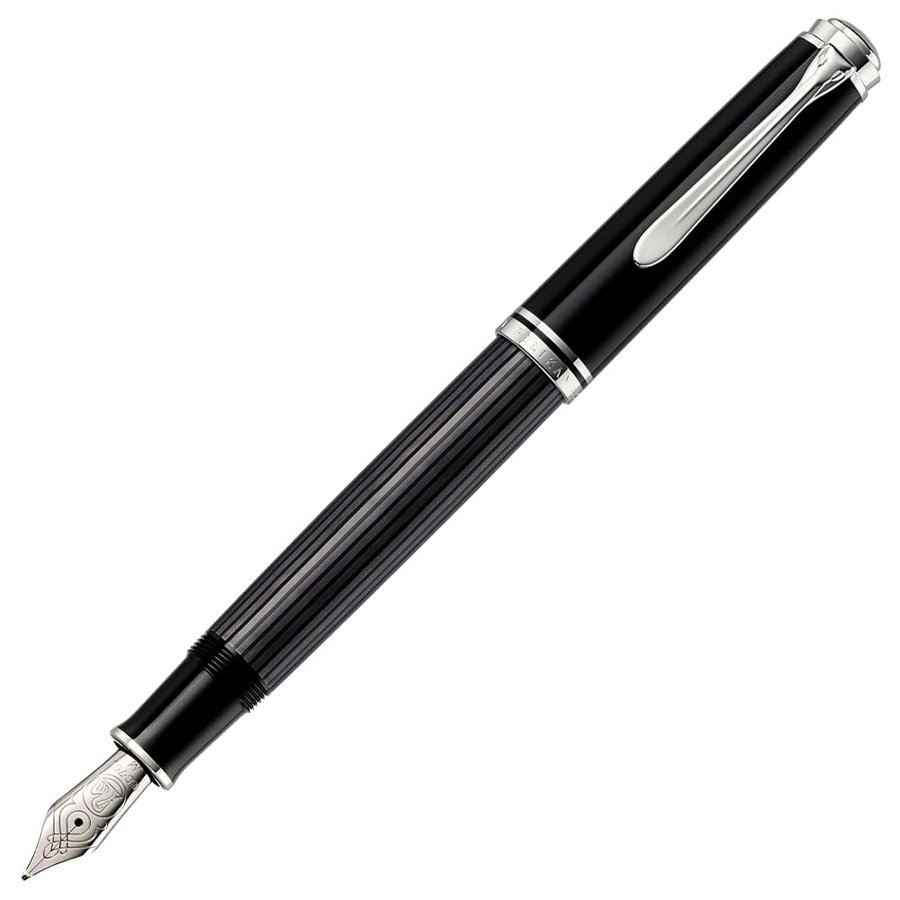 Pelikan M 805 Penna stilografica Souveraen 805 Stresemann pennino EF in oro bianco rodiato