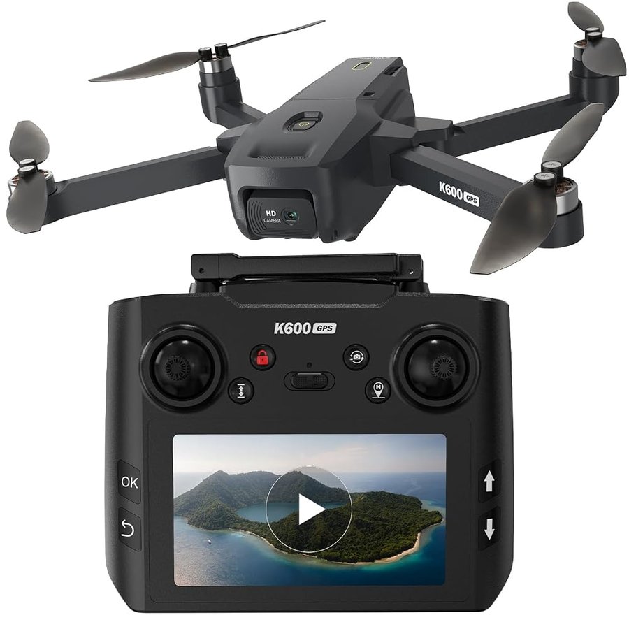 Drone GPS con Fotocamera 1080P, Schermo FPV 4,5", Trasmissione 5GHz, Drone Pieghevole con Motore Senza Spazzole, Ritorno Automatico, Follow Me, Controllo Gestuale, per Adulti/Bambini/Principianti