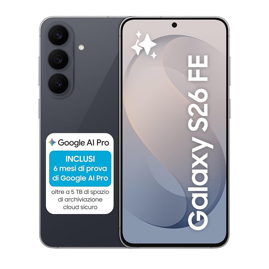 Samsung Galaxy S26 FE, 128GB, Graphite [Versione Italiana] | 3 Anni di Garanzia, Galaxy AI, Camera 50MP, Assistente Foto, My FanCam, Blocco Orizzontale Video, Batteria 4900 mAh, RAM 8GB