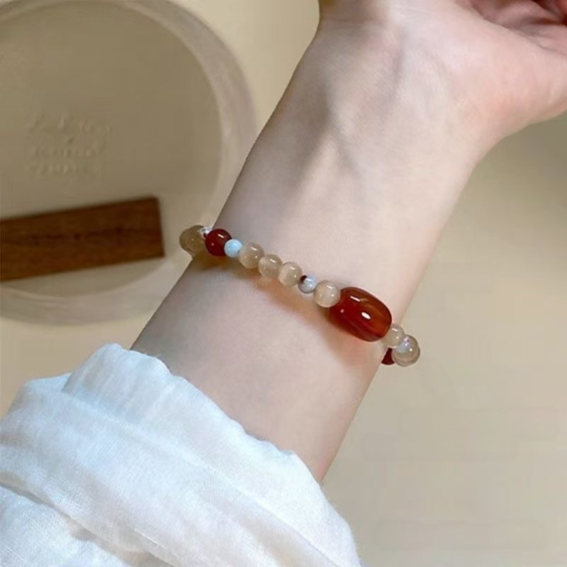 Vintage Red Agate Beaded Bracelet