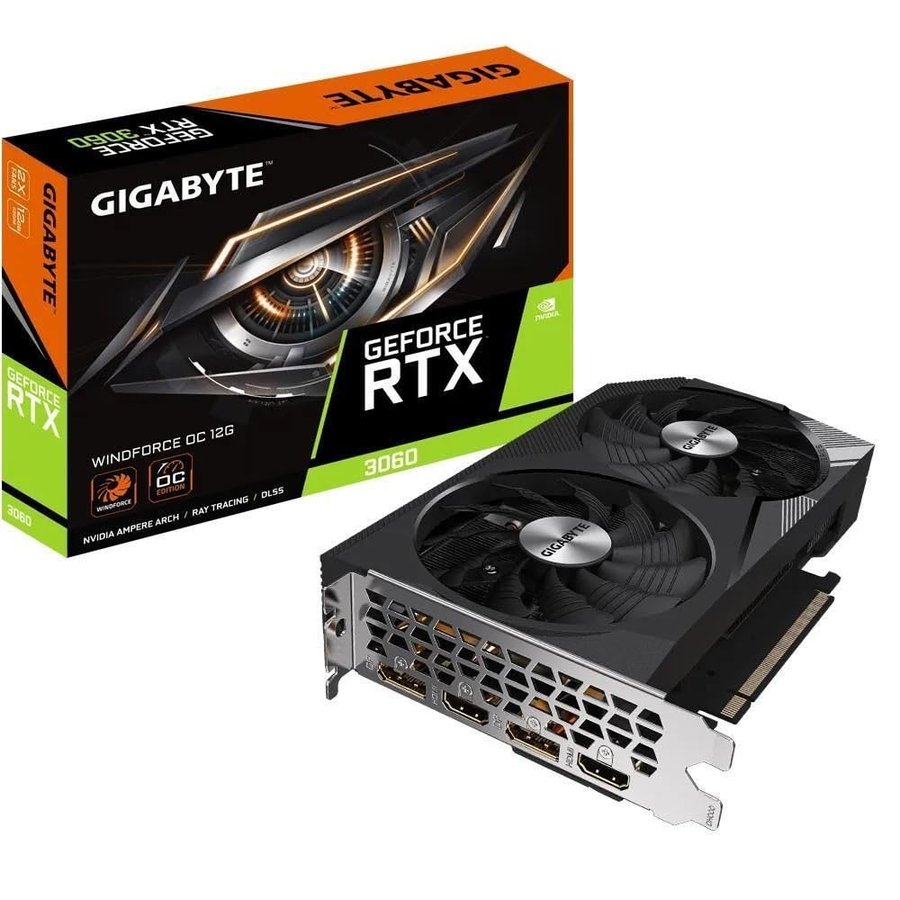 Gigabyte NVIDIA GeForce RTX 3060 WINDFORCE OC V2 Scheda grafica - 12GB GDDR6, 192-bit, PCI-E 4.0, 1792MHz Core Clock, 2x DP 1.4, 2 x HDMI 2.1, NVIDIA Ampere - GV-N3060WF2OC-12GD