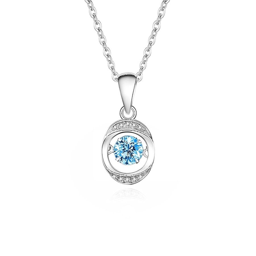 Collana da donna in oro bianco 18 carati con topazio blu e diamante, geometria della regolazione fluttuante, collana in oro 18 carati per lei, 40 + 5 cm