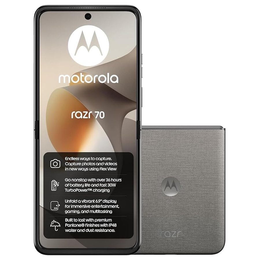 Motorola Razr 70 5G (XT2657-1) 256 GB di memoria + 8 GB di RAM 6,9" Android 16 senza SIM sbloccato di fabbrica Dual SIM (Nano SIM + eSIM) Flip Smartphone (PANTONE Bright White)
