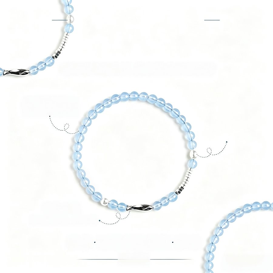 Aquamarine Color Quartzite Beaded Bracelet