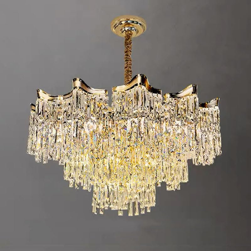 E14 Lampadario di Cristallo di Lusso Leggero Francese, Lampada di Cristallo Nappa Moderna, per l'illuminazione della Camera da Letto della Sala da Pranzo del Soggiorno,60cm