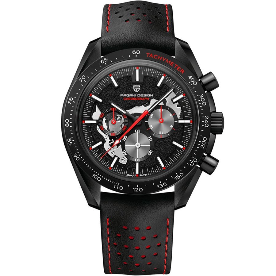 PAGANI DESIGN PD1779 Moon back Orologi da uomo Orologio al quarzo di lusso da uomo Cronografo sportivo scheletrato AR Orologio da polso in vetro zaffiro