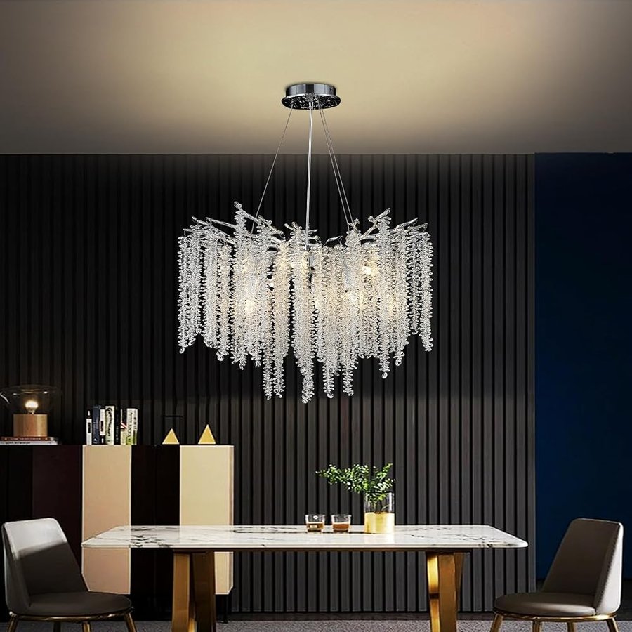 Lampadario di lusso a forma di ramo d'albero, lampadario di cristallo moderno, grande lampadario di cristallo di lusso, luce a goccia di pioggia, per sala da pranzo, soggiorno (oro 60 cm)