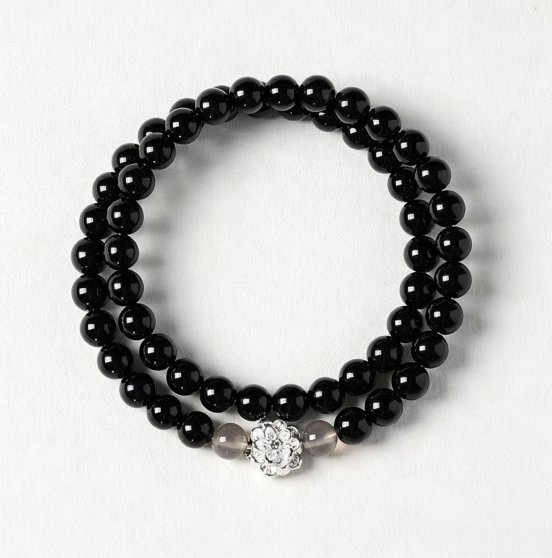 Neo Chinese Style Obsidian Beaded Bracelet