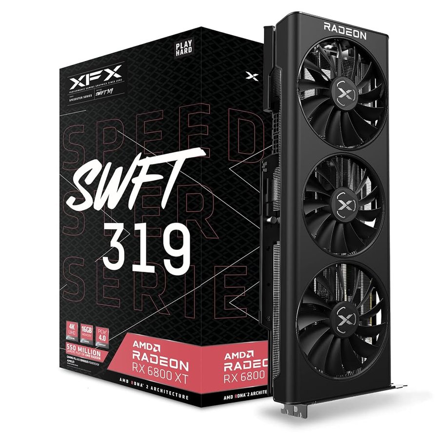 XFX RX-68XTAQFD9, Speedster SWFT 319 AMD Radeon RX 6800 XT CORE Gaming Graphics Card with 16GB GDDR6, AMD RDNA 2