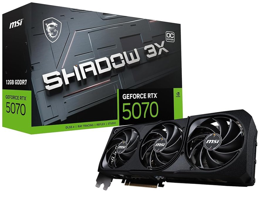 MSI Gaming RTX 5070 12G Shadow 3X OC Scheda grafica (12 GB GDDR7, 192 bit, Prestazioni estreme: 2557 MHz, DisplayPort x3 2.1a, HDMI 2.1b, NVIDIA Blackwell Architecture)