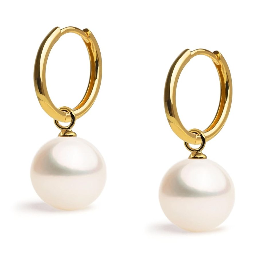 Orecchini a cerchio da 16 mm con ciondolo di perle coltivate d'acqua dolce intercambiabili per donne Secret & You - oro vermeil o argento sterling 925