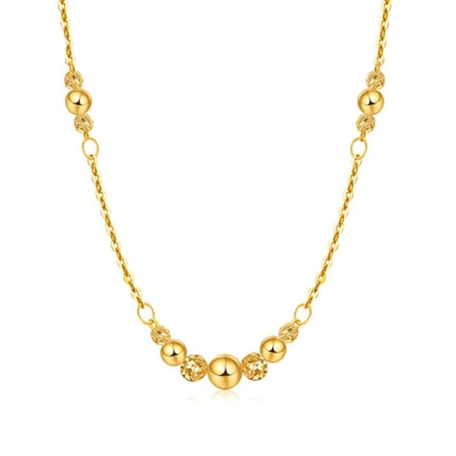 Collana da donna in oro 750 18 carati, con ciondolo a forma di sfera, in stile moderno, 18 carati, in vero oro, 50 cm, Oro giallo 18 carati (750), Senza zirconi