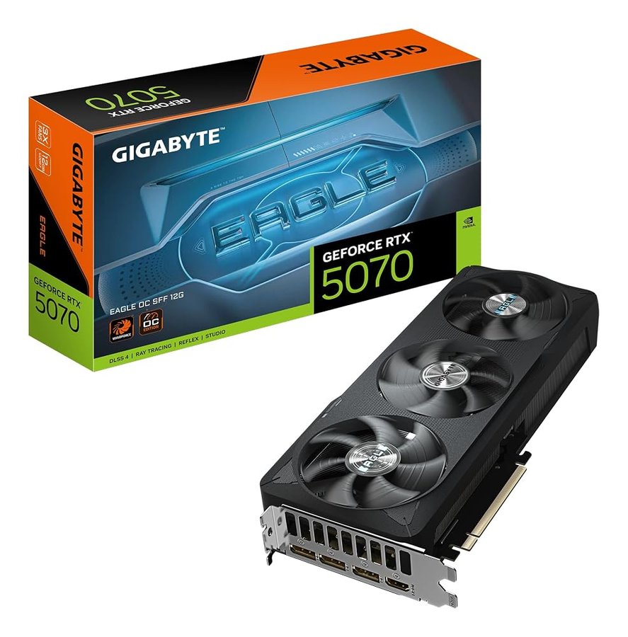 Gigabyte GeForce RTX 5070 EAGLE OC SFF 12G Scheda Grafica - 12GB GDDR7, 192 bit, PCI-E 5.0, 2587 MHz Core Clock, 3 x DP 2.1b, 1 x HDMI 2.1b, NVIDIA DLSS 4, GV-N5070EAGLE OC-12GD