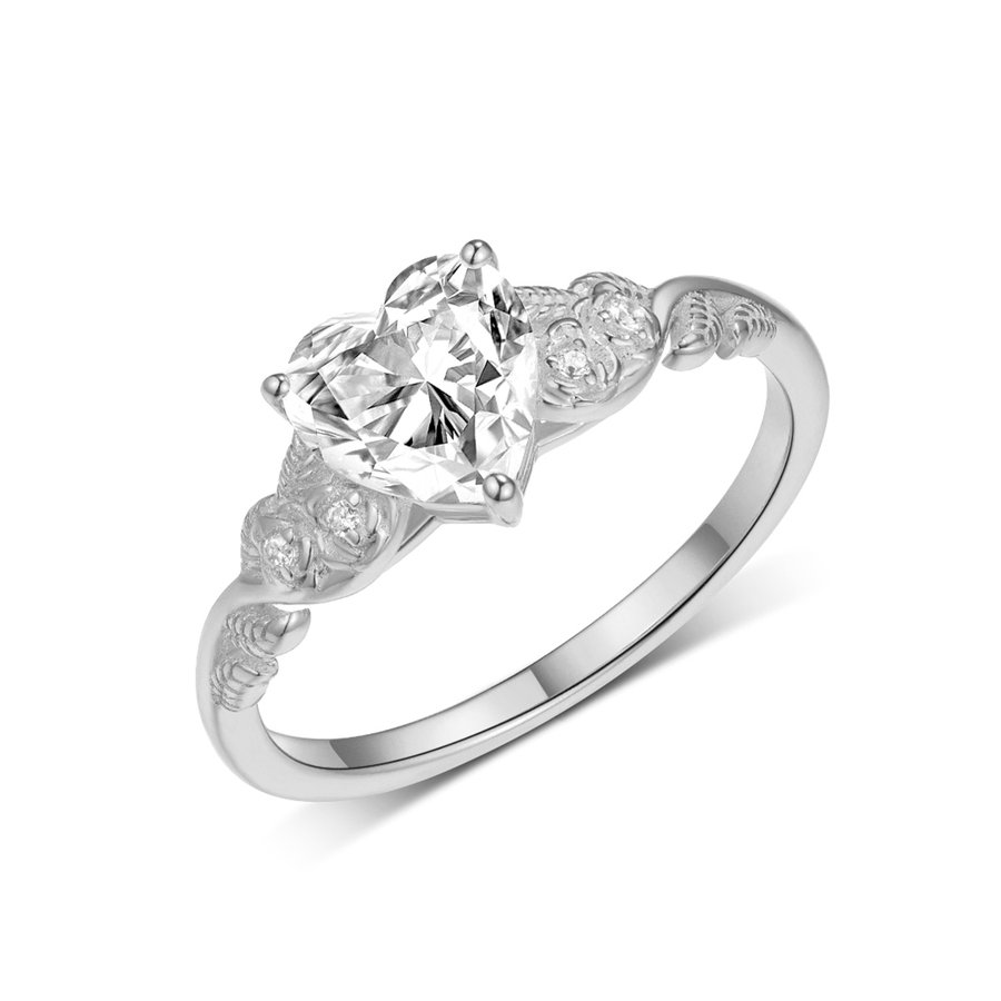 S925 Sterling Silver 7x7mm Heart Moissanite Ring Vintage Engraved Band D Color VVS1 US 6-9 GRA Certified Gift Box