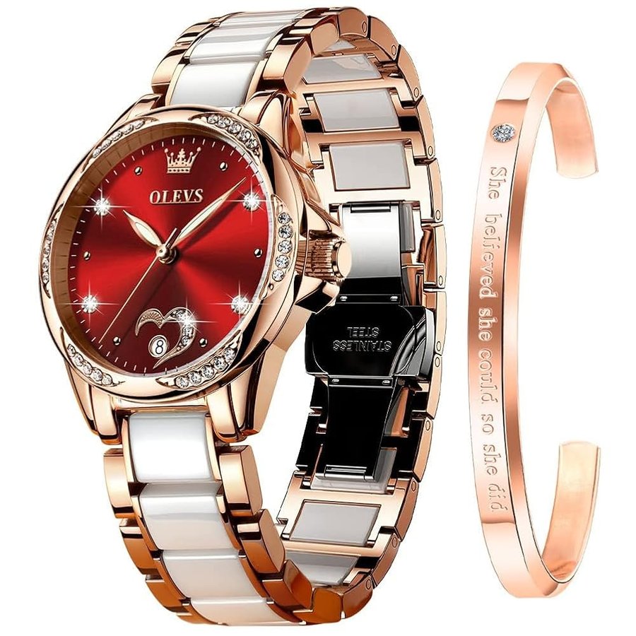 Orologio da donna automatico a carica automatica meccanico orologio da polso da donna grande quadrante bicolore in acciaio inossidabile braccialetto in ceramica cuore diamante moda lusso
