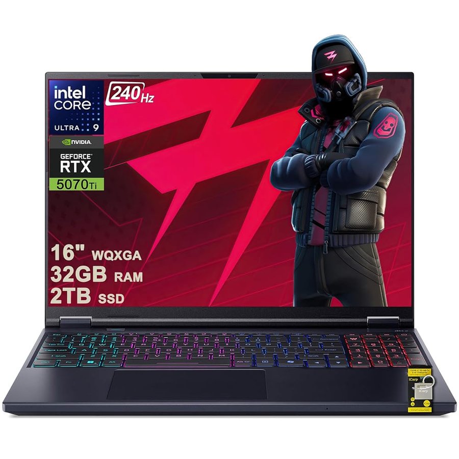 Acer Predator Helios Neo 16 AI Gaming Laptop 16" 2560x1600 IPS 240Hz (100% DCI-P3) Intel 24-core Ultra 9 275HX 32GB RAM 2TB SSD GeForce RTX 5070 Ti (fino a 992 AI Tops) Win11Pro ICP Acc