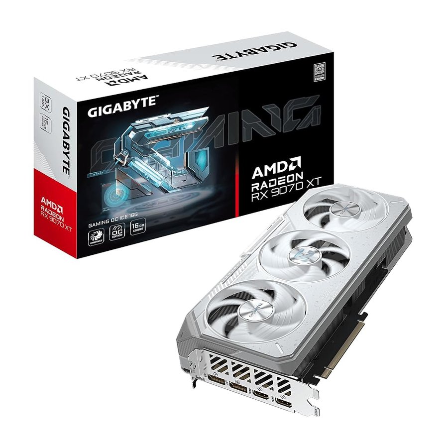 Gigabyte Radeon RX 9070 XT GAMING OC ICE 16G Scheda Grafica - 16GB GDDR6, 256bit, PCI-E 5.0, 3060 MHz Frequenza core, 2 x DisplayPort, 2 x HDMI, GV-R907XGAMINGOCICE-16GD