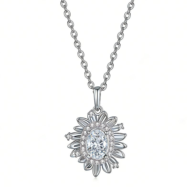 S925 Sterling Silver 5x7mm Oval Moissanite D Aisy Necklace 45cm D Color VVS1 Platinum Gold Plated GRA Certified Gift Box