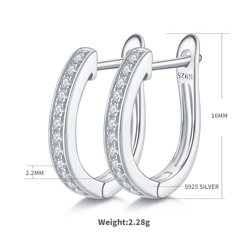 S925 Sterling Silver 24pcs Moissanite Huggie Hoop Earrings For Women 16mm Platinum Plated GRA Certified Hypoallergenic Gift Box