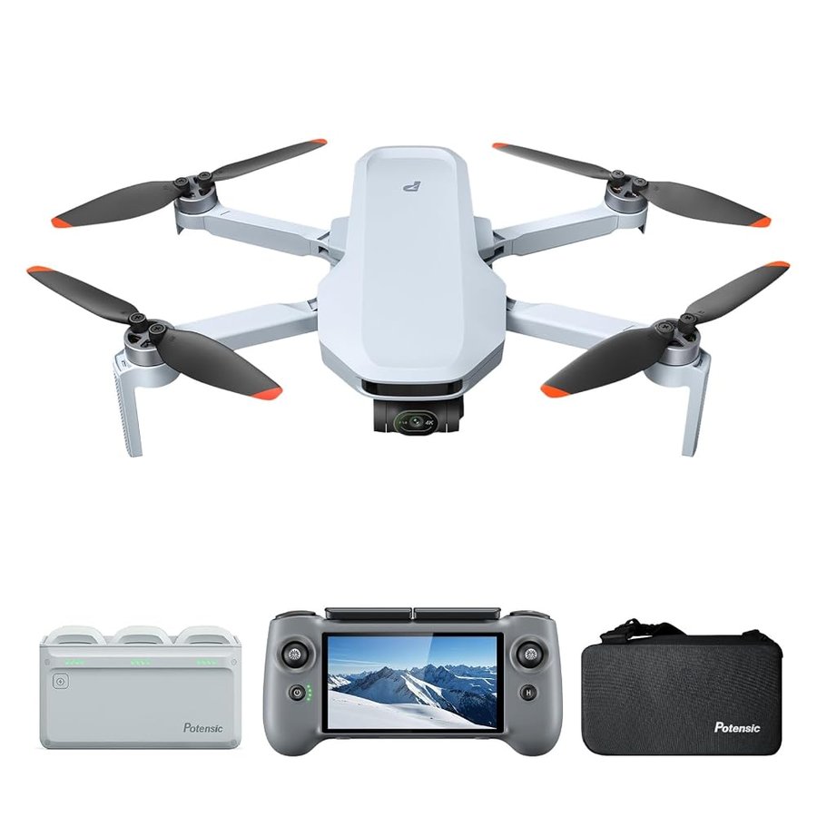 Potensic ATOM 2 Fly More Combo con RC PTD 1, Drone con Video 4K, Foto 8K, <249g, Gimbal 3 Assi, Trasmissione 10 km, AI Segui, AI Scatto Notturno, Riprese Verticali, QuickShots (96 Minuti di Volo)