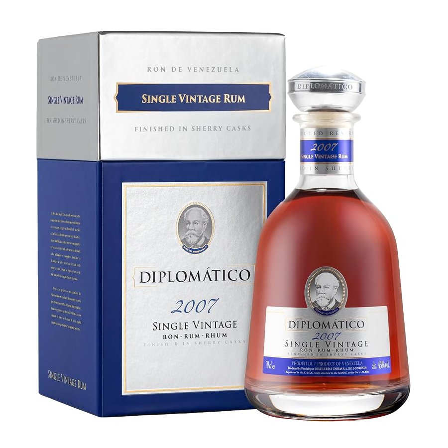 Diplomático Single Vintage Rum 2007 - Rum Invecchiato Ultra Premium Esclusivo, Edizione Limitata in Confezione Regalo, 43% vol., Bottiglia in Vetro da 70 cl