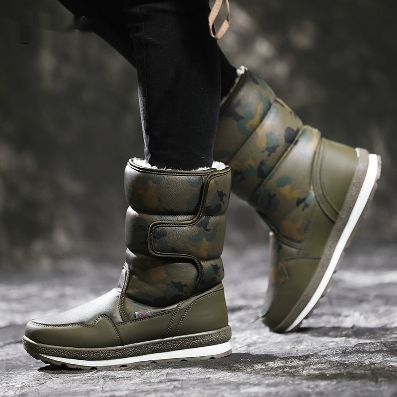 Waterproof And Slip-resistant Winter Mid-top Fleece-lined Thick Children's Winter Shoes