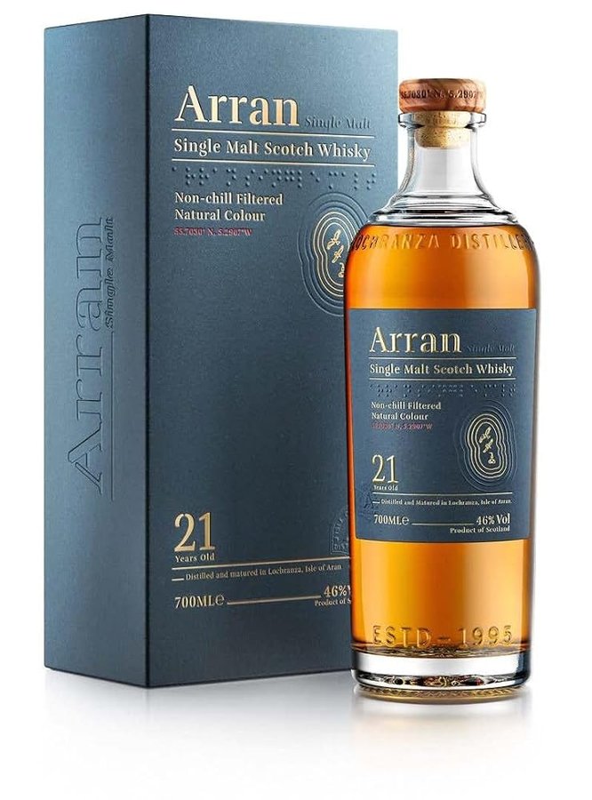 Arran Whisky Malt 21 Years Old Single Malt Scotch Whisky 46% - 700ml in Giftbox
