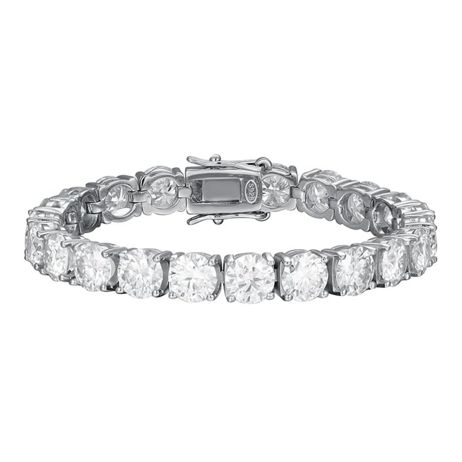 Braccialetto tennis da donna in moissanite da 1-2 carati, in oro bianco 18 carati, con diamanti da donna, in argento Sterling 925, con moissanite, bracciale tennis da donna con diamanti da