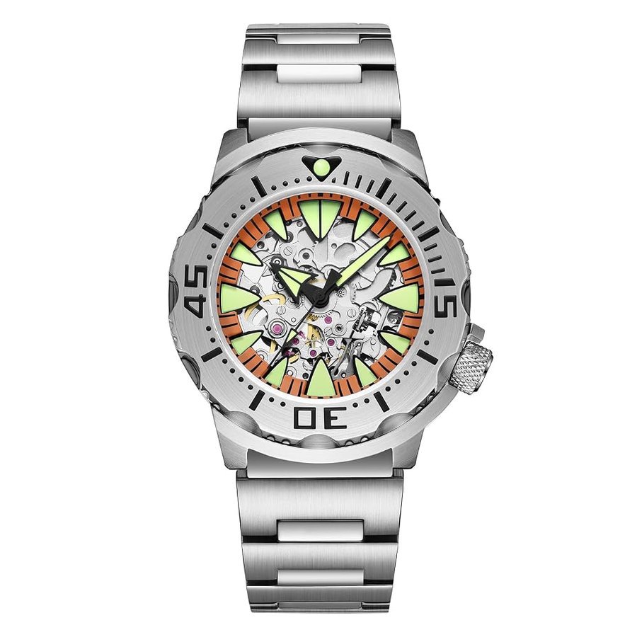 Orologio Automatico da Uomo con Vetro Zaffiro Sintetico e Cinturino in Acciaio Inox, AD2103